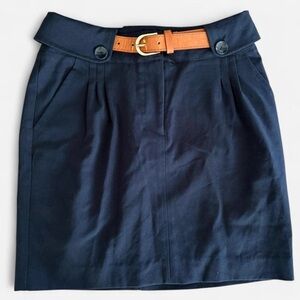 Navy Blue Women's Skirt with Belt